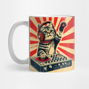 Funny Deejay House Cat Retro Vintage Mug